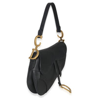 Christian Dior Black Grained Calfskin Medium Saddle Bag Handbag stamp