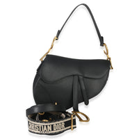 Christian Dior Black Grained Calfskin Medium Saddle Bag Handbag sv