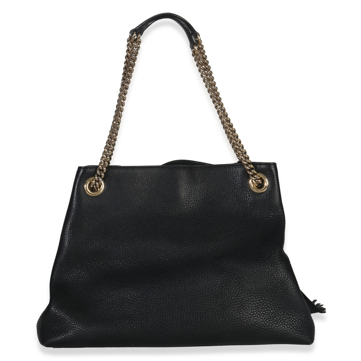 Gucci Black Pebbled Calfskin Medium Soho Chain Shoulder Bag Handbag bv