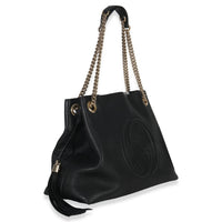 Gucci Black Pebbled Calfskin Medium Soho Chain Shoulder Bag Handbag pv