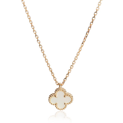 Van Cleef & Arpels Yellow Gold Mother Of Pearl Sweet Alhambra Pendent. fv