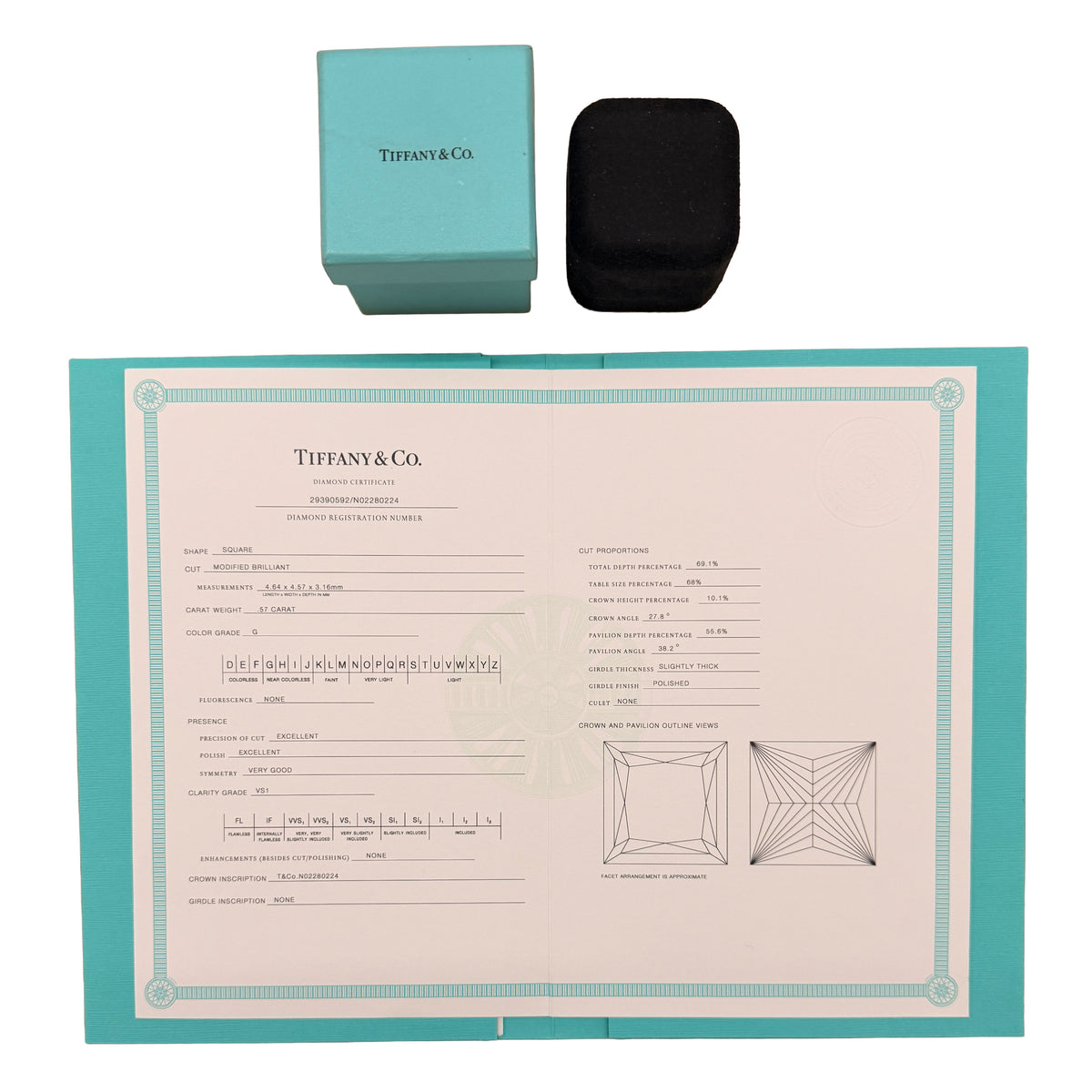 Tiffany & Co. 0.57 ct Princess Diamond Engagement Ring box