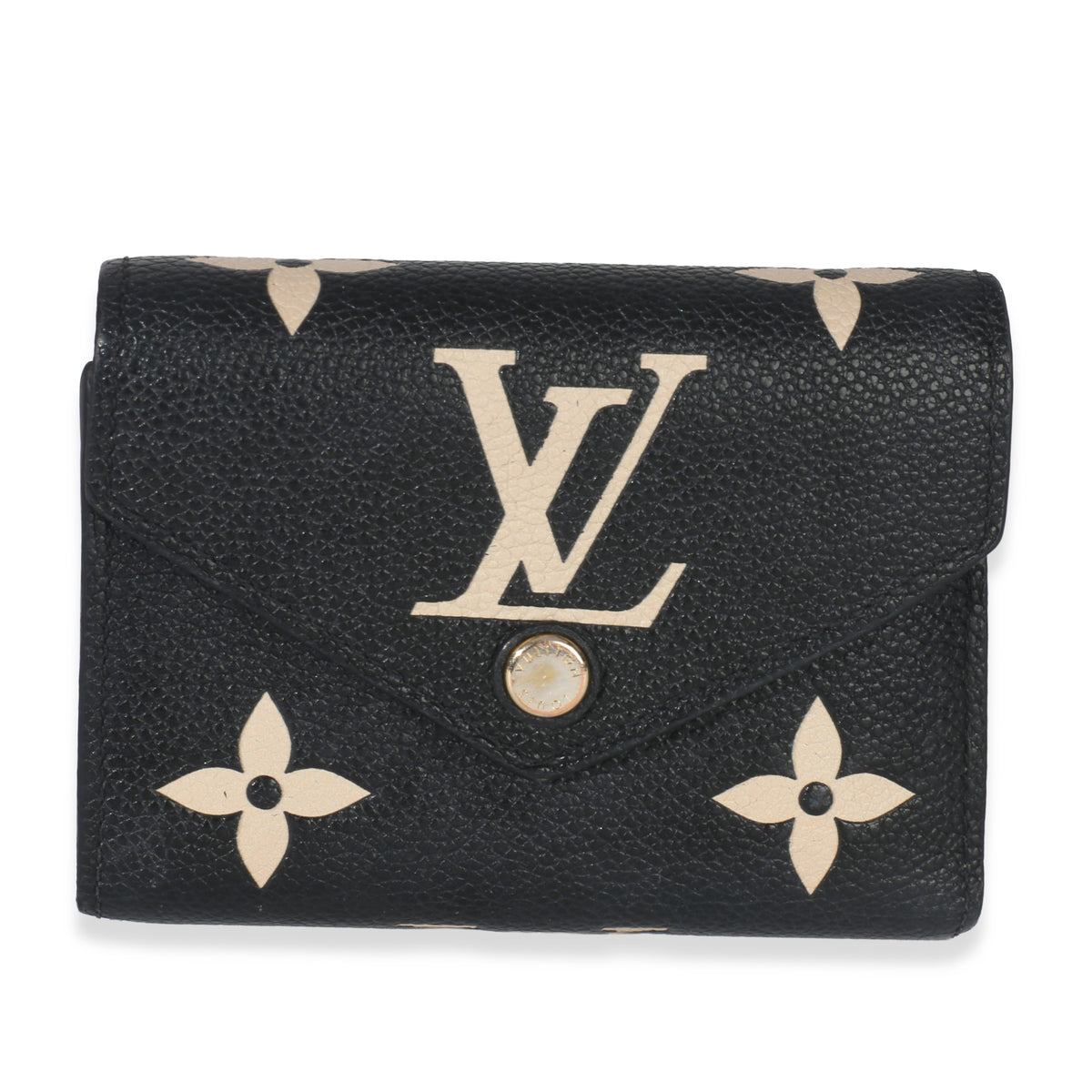 Louis Vuitton Black Beige Bicolor Giant Monogram Empreinte Victorine Wallet Handbag id
