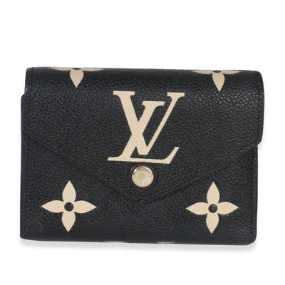 Louis Vuitton Black Beige Bicolor Giant Monogram Empreinte Victorine Wallet Handbag id