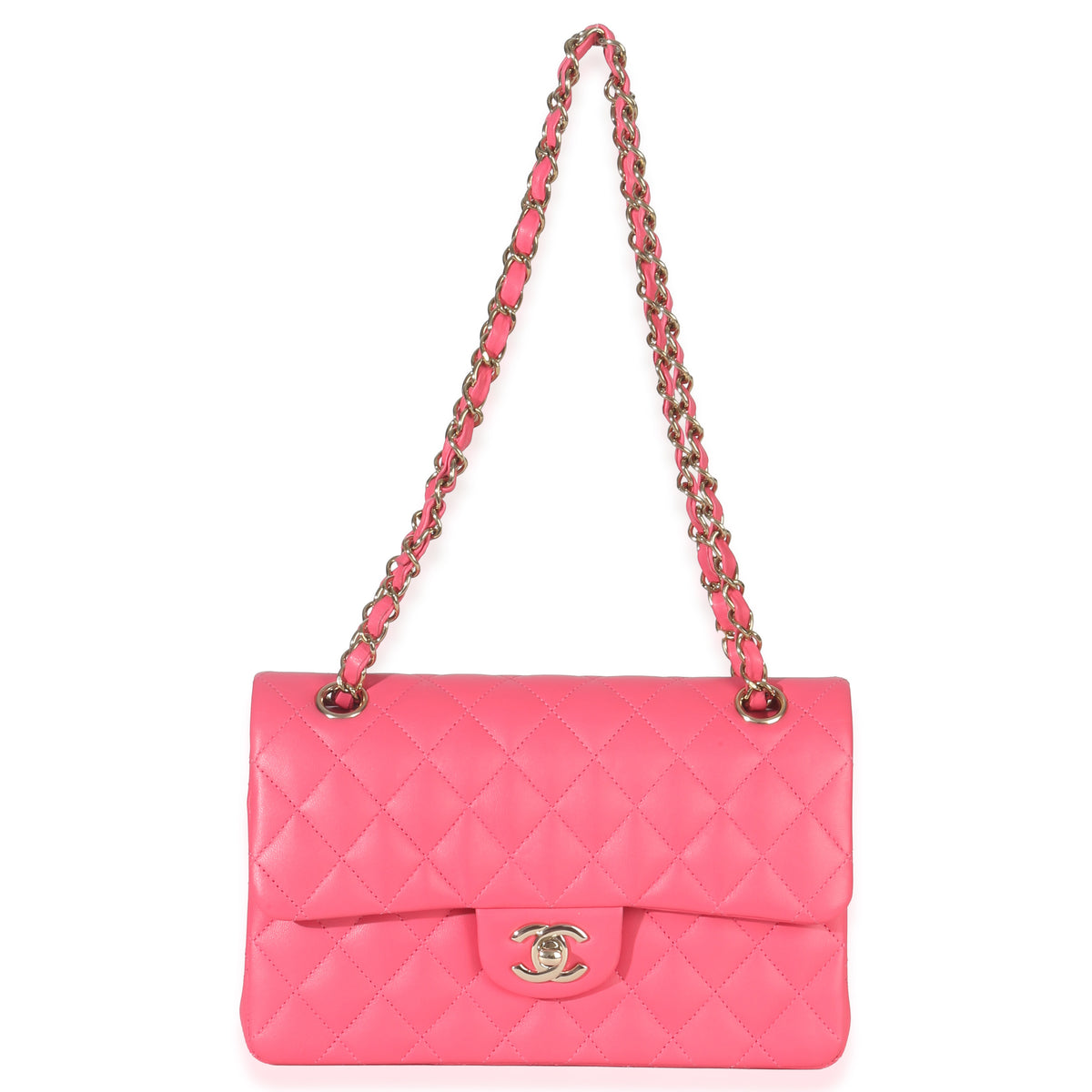 Chanel Pink Quilted Lambskin Small Classic Double Flap Bag Handbag av