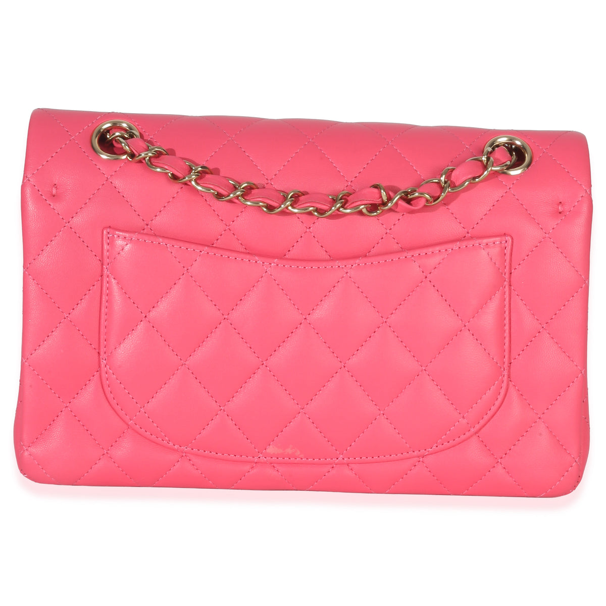 Chanel Pink Quilted Lambskin Small Classic Double Flap Bag Handbag bv