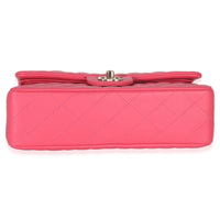 Chanel Pink Quilted Lambskin Small Classic Double Flap Bag Handbag stamp