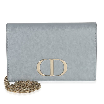 Christian Dior Blue Grained Calfskin 30 Montaigne 2 in 1 Pouch Handbag fv