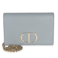 Christian Dior Blue Grained Calfskin 30 Montaigne 2 in 1 Pouch Handbag fv