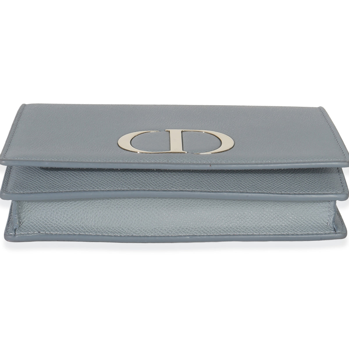 Christian Dior Blue Grained Calfskin 30 Montaigne 2 in 1 Pouch Handbag stamp