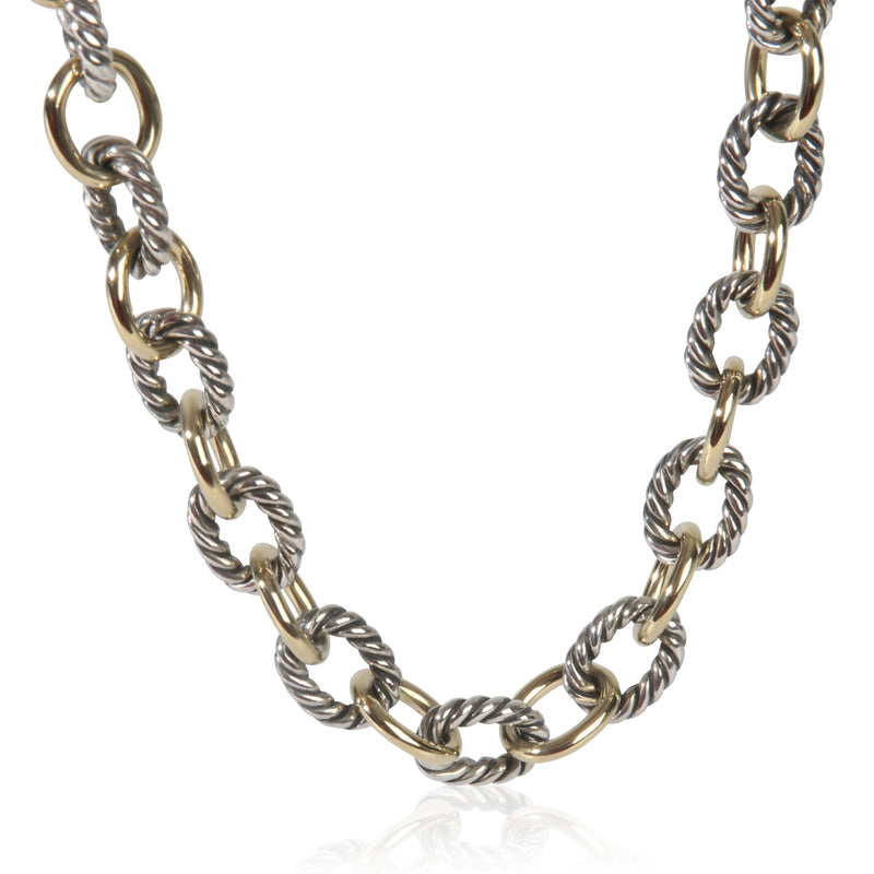 David Yurman Yellow Gold & Sterling Silver  Oval Link Necklace fv