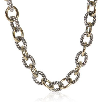 David Yurman Yellow Gold & Sterling Silver  Oval Link Necklace fv