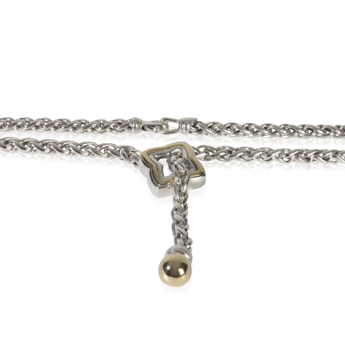 David Yurman Yellow Gold & Sterling Silver  Quatrefoil Lariat Necklace sv