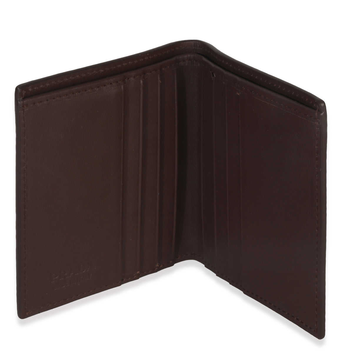 Prada Brown Saffiano Sienna Bi Fold Wallet Wallet box