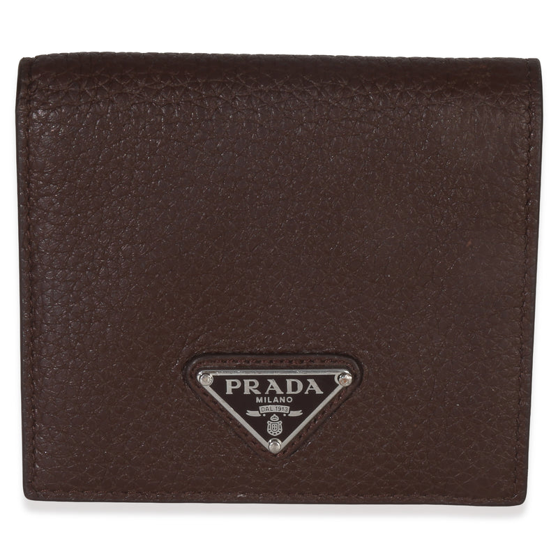 Prada Brown Saffiano Sienna Bi Fold Wallet Wallet fv