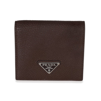 Prada Brown Saffiano Sienna Bi Fold Wallet Handbag id