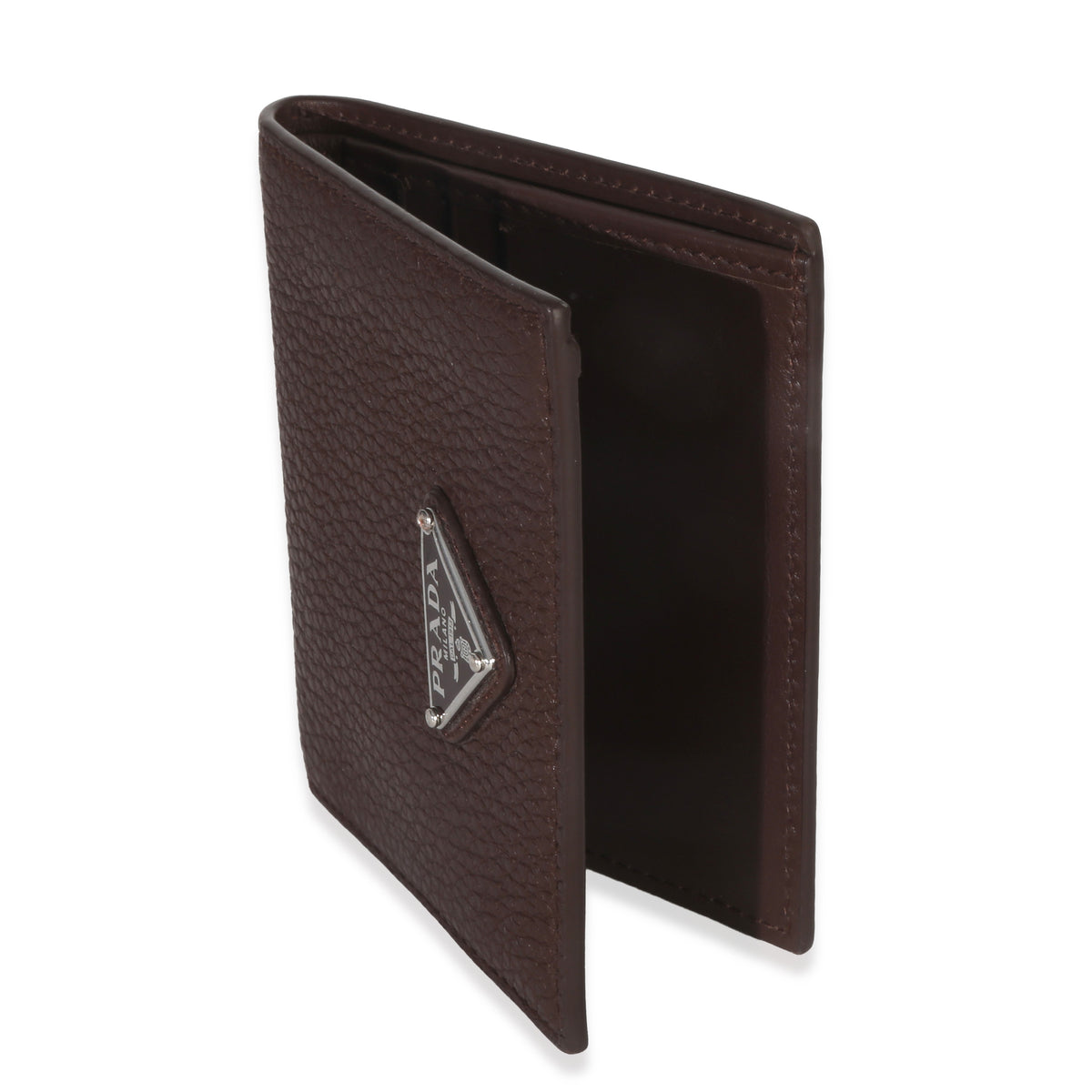 Prada Brown Saffiano Sienna Bi Fold Wallet Wallet pv