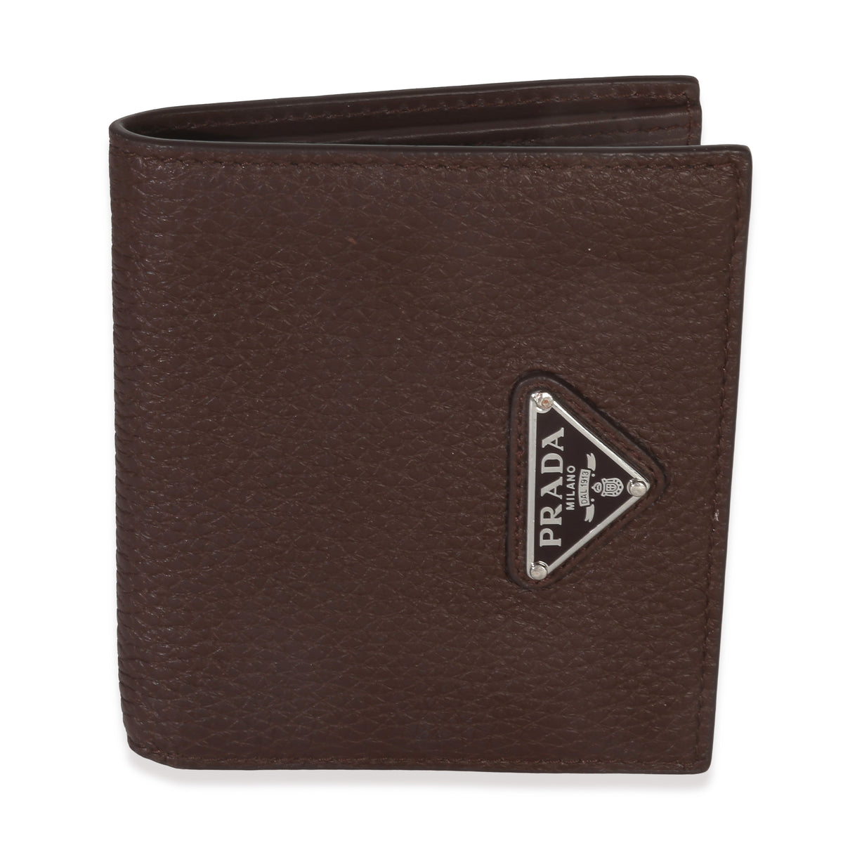 Prada Brown Saffiano Sienna Bi Fold Wallet Wallet sv