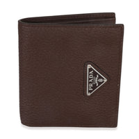 Prada Brown Saffiano Sienna Bi Fold Wallet Wallet sv