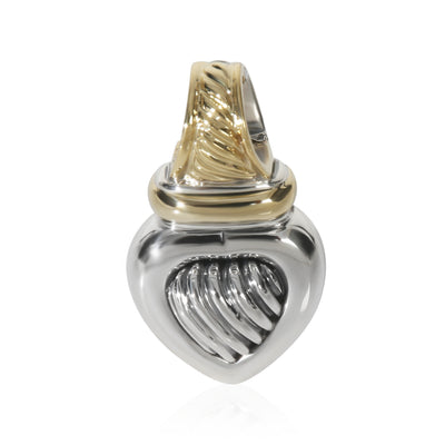 David Yurman Yellow Gold & Sterling Silver  Sculpted Cable Heart Pendant fv