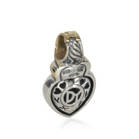 David Yurman Yellow Gold & Sterling Silver  Sculpted Cable Heart Pendant pv