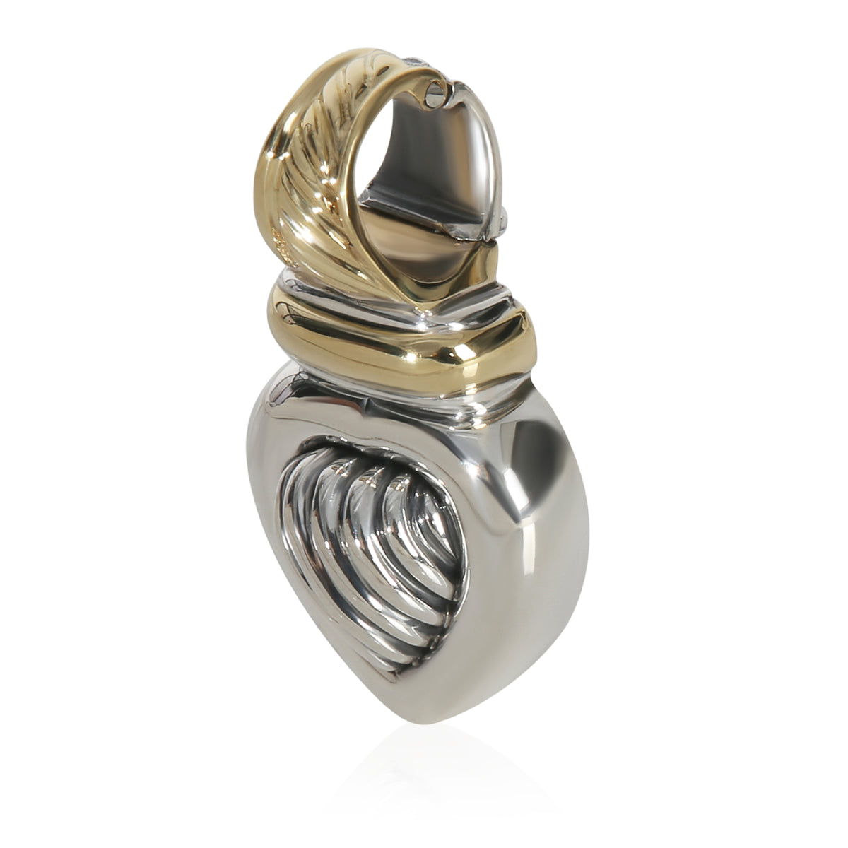 David Yurman Yellow Gold & Sterling Silver  Sculpted Cable Heart Pendant sv