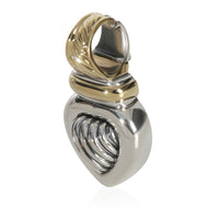 David Yurman Yellow Gold & Sterling Silver  Sculpted Cable Heart Pendant sv