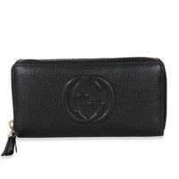 Gucci Black Pebbled Calfskin Soho Zip Around Wallet Handbag id