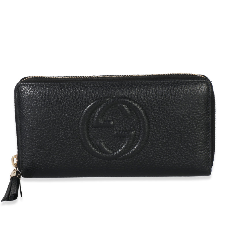 Gucci Black Pebbled Calfskin Soho Zip Around Wallet Handbag id