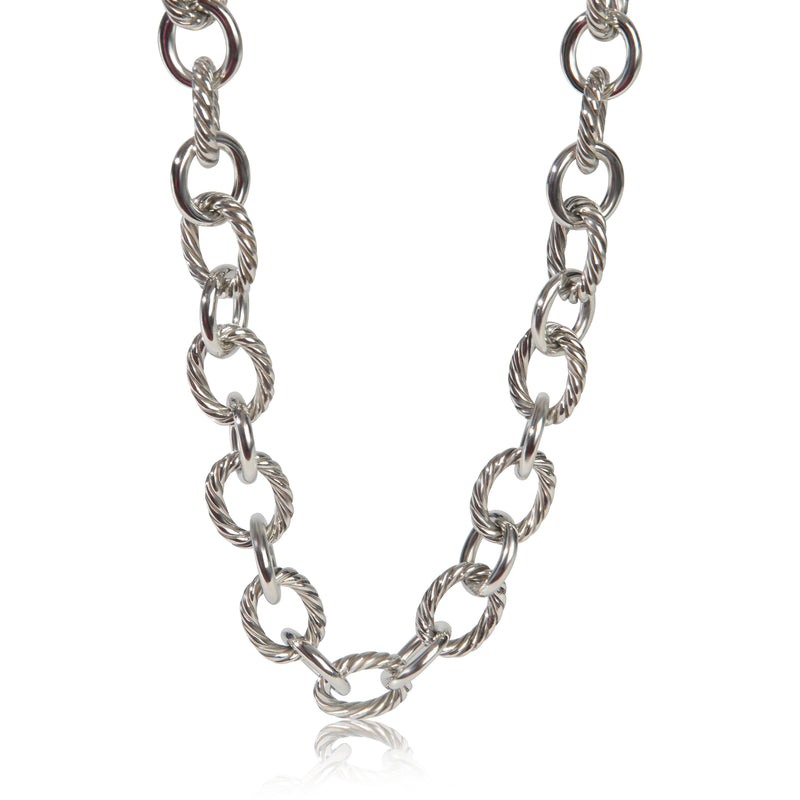 David Yurman Sterling Silver  Oval Link Necklace fv
