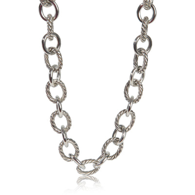 David Yurman Sterling Silver  Oval Link Necklace fv