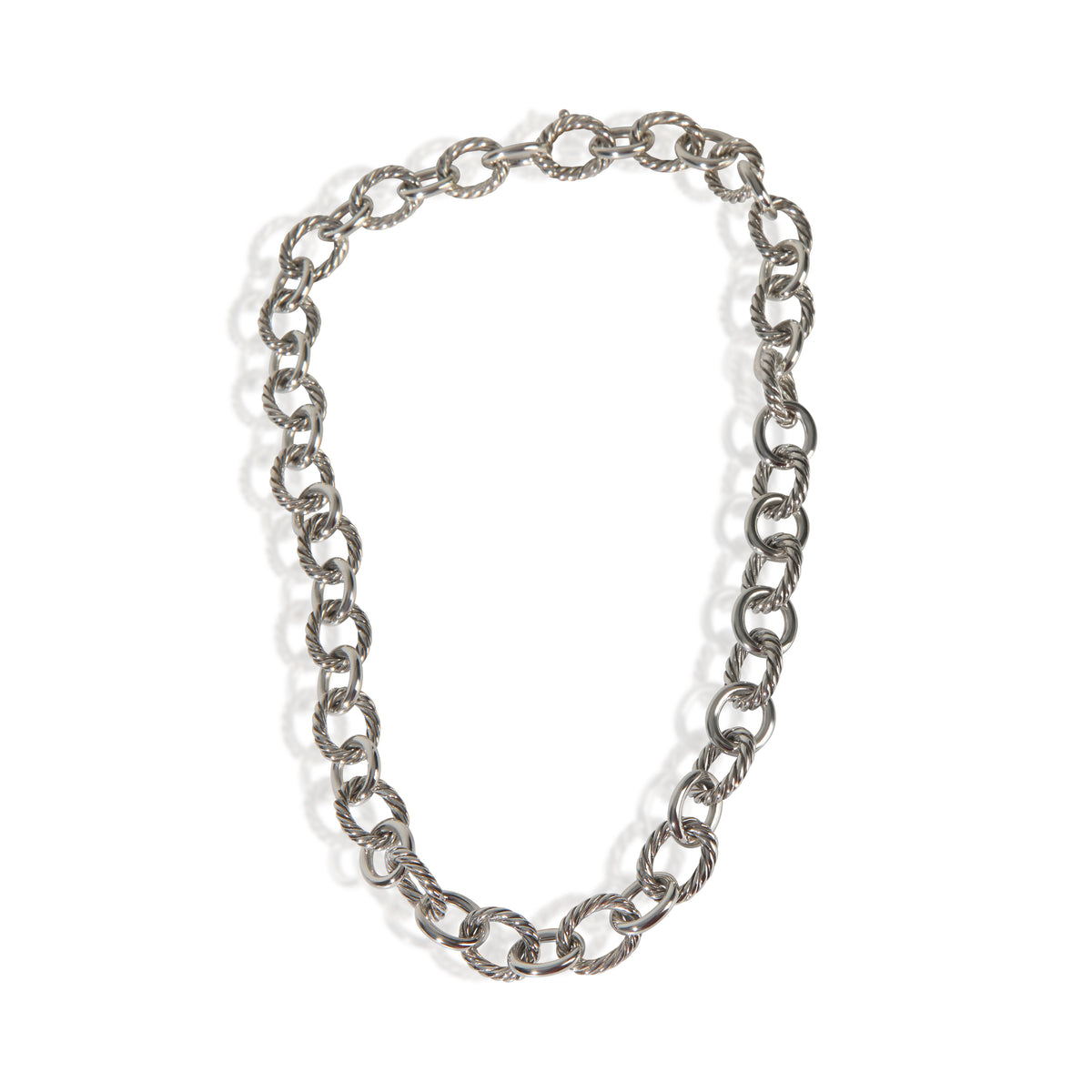 David Yurman Sterling Silver  Oval Link Necklace pv