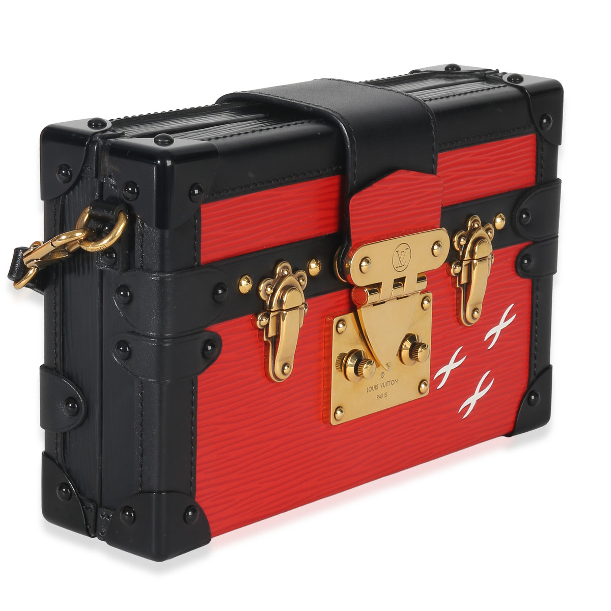 Louis Vuitton Red Black Epi Petite Malle Handbag pv