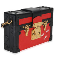 Louis Vuitton Red Black Epi Petite Malle Handbag pv