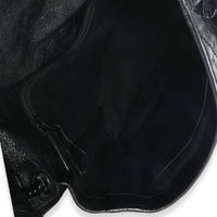 Saint Laurent Black Crinkled Calfskin Matelasse Medium Niki Chain Satchel Handbag ad1