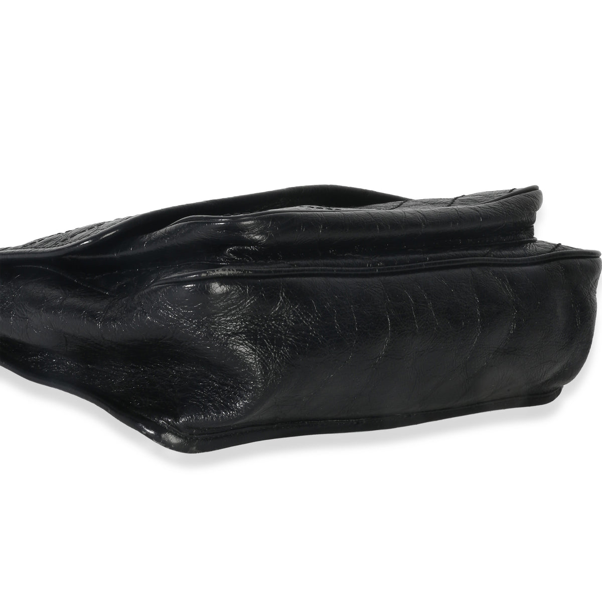 Saint Laurent Black Crinkled Calfskin Matelasse Medium Niki Chain Satchel Handbag box