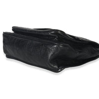 Saint Laurent Black Crinkled Calfskin Matelasse Medium Niki Chain Satchel Handbag clasp