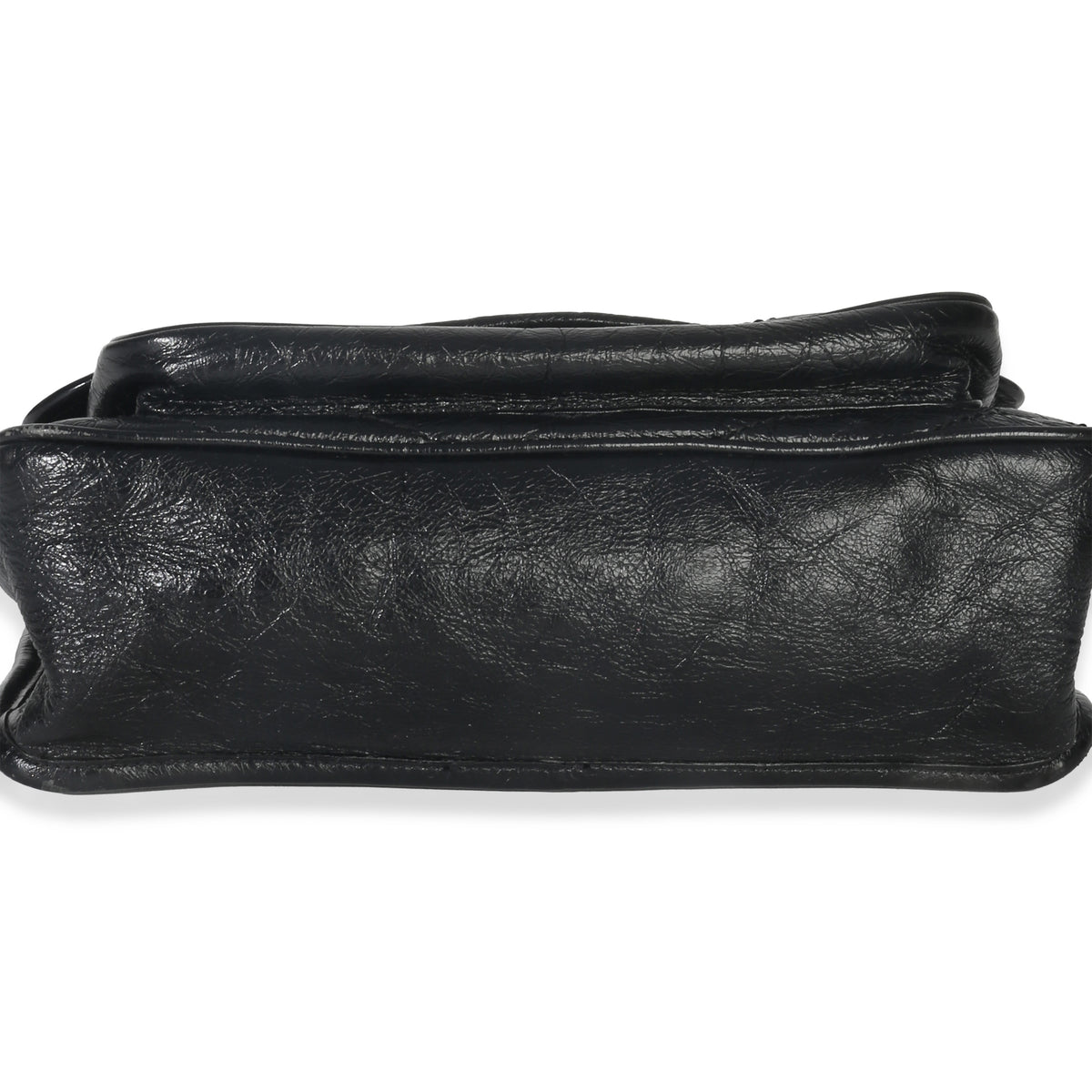 Saint Laurent Black Crinkled Calfskin Matelasse Medium Niki Chain Satchel Handbag stamp