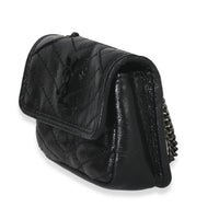 Saint Laurent Black Crinkled Calfskin Matelasse Micro Niki Airpods Case Handbag sv