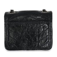 Saint Laurent Black Crinkled Calfskin Matelasse Micro Niki Airpods Case Handbag bv