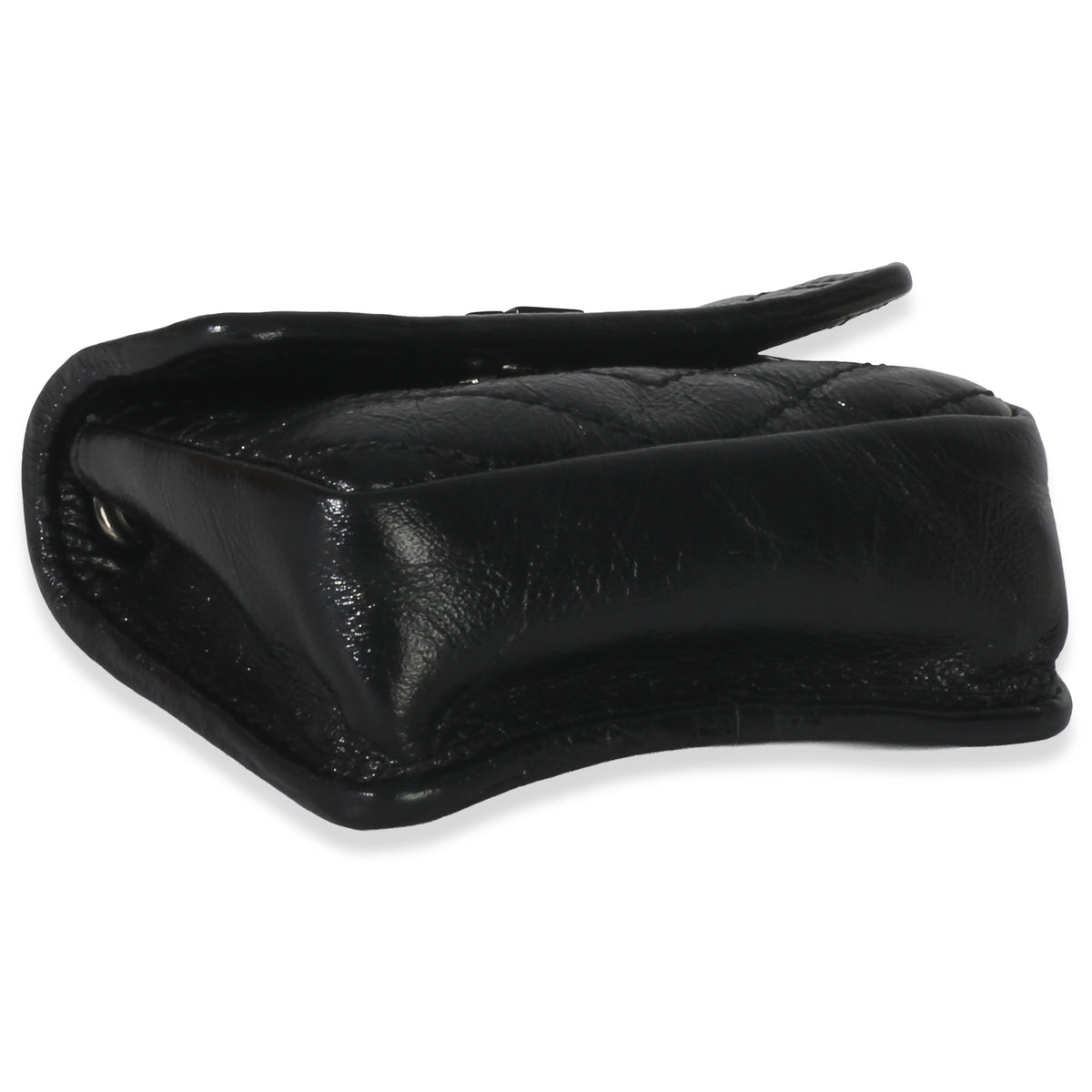Saint Laurent Black Crinkled Calfskin Matelasse Micro Niki Airpods Case Handbag clasp