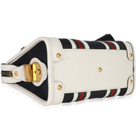 Gucci Black White Canvas Mini Double G Top Handle Bag Handbag clasp