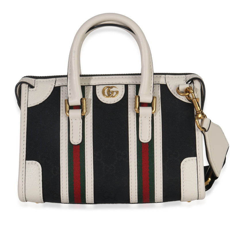 Gucci Black White Canvas Mini Double G Top Handle Bag Handbag id