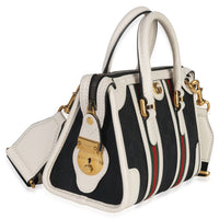 Gucci Black White Canvas Mini Double G Top Handle Bag Handbag pv