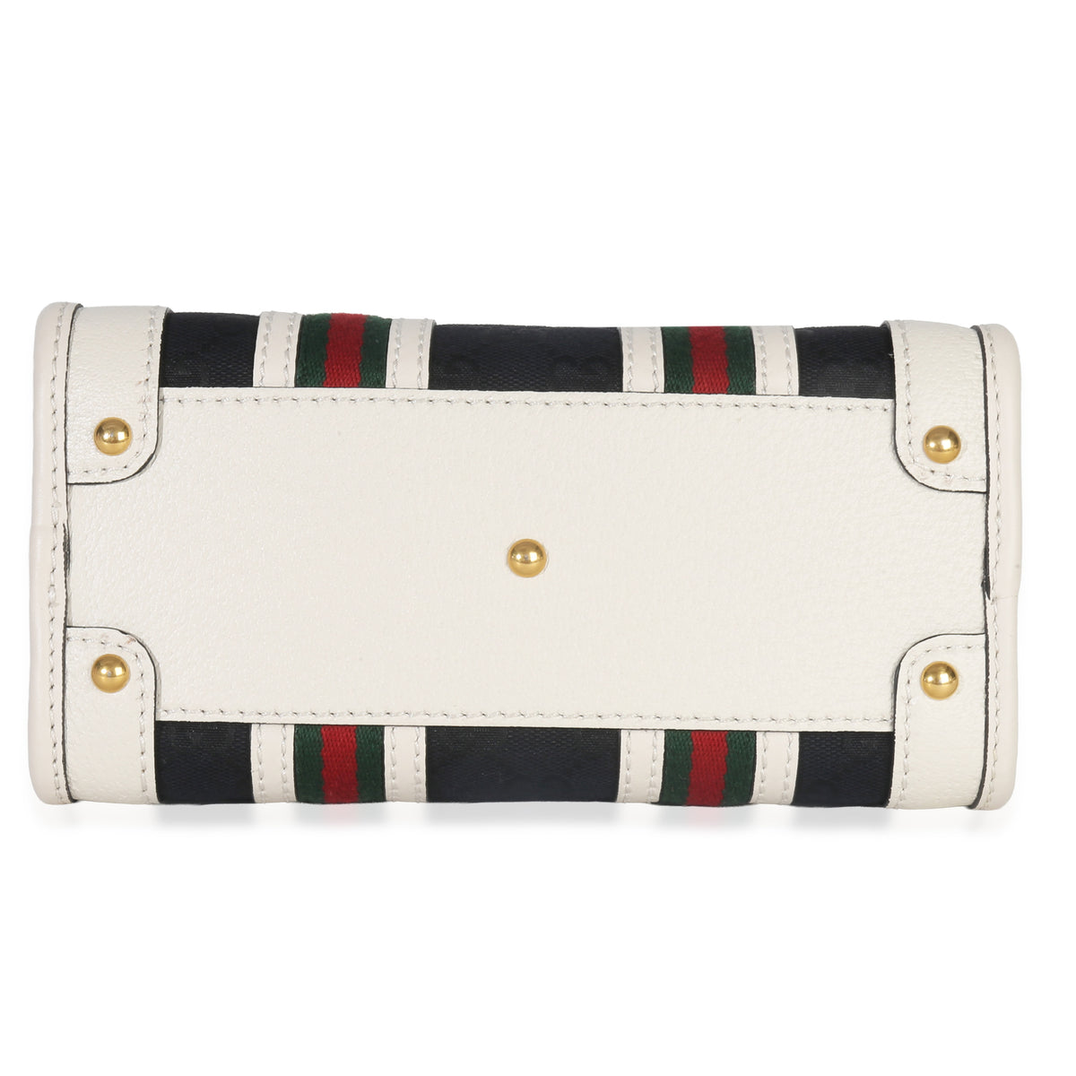 Gucci Black White Canvas Mini Double G Top Handle Bag Handbag stamp