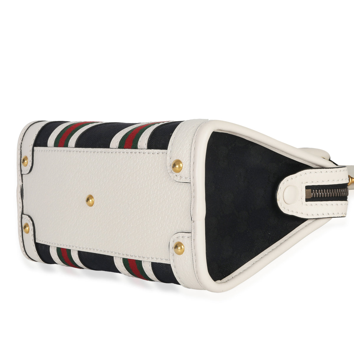 Gucci Black White Canvas Mini Double G Top Handle Bag Handbag box