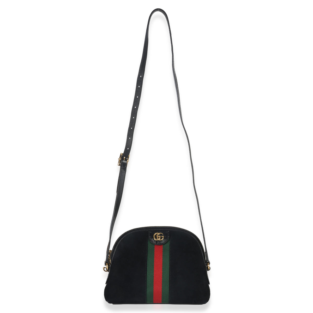 Gucci Black Suede Patent Web Small Ophidia Dome Bag Handbag av