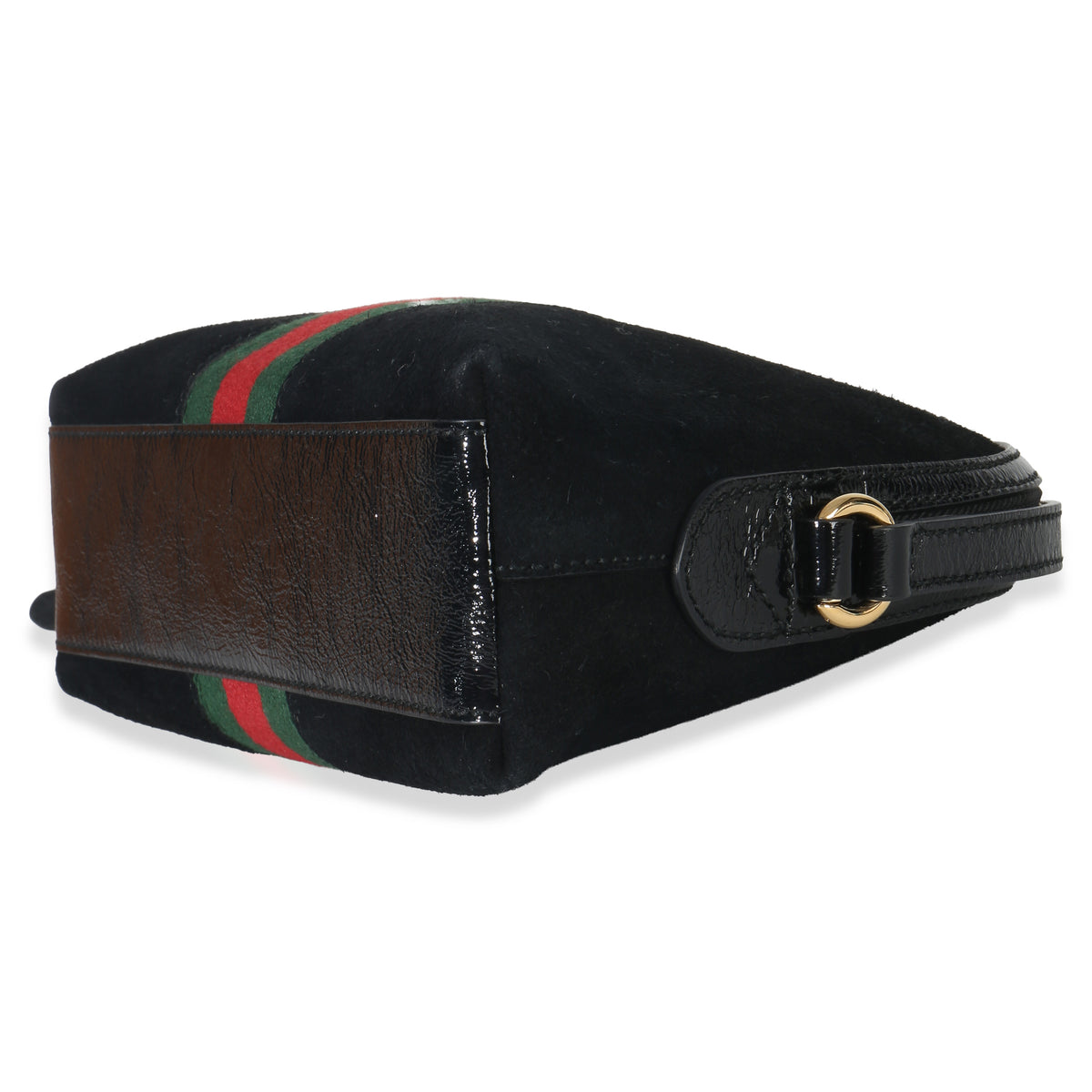 Gucci Black Suede Patent Web Small Ophidia Dome Bag Handbag box