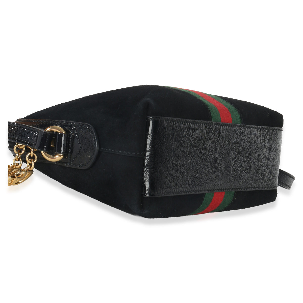 Gucci Black Suede Patent Web Small Ophidia Dome Bag Handbag clasp