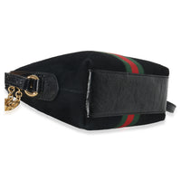 Gucci Black Suede Patent Web Small Ophidia Dome Bag Handbag clasp